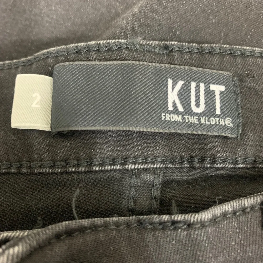 Kut from‎ the Kloth Rachael Fab Ab Mom Jeans Black Distressed Button Fly Size 2